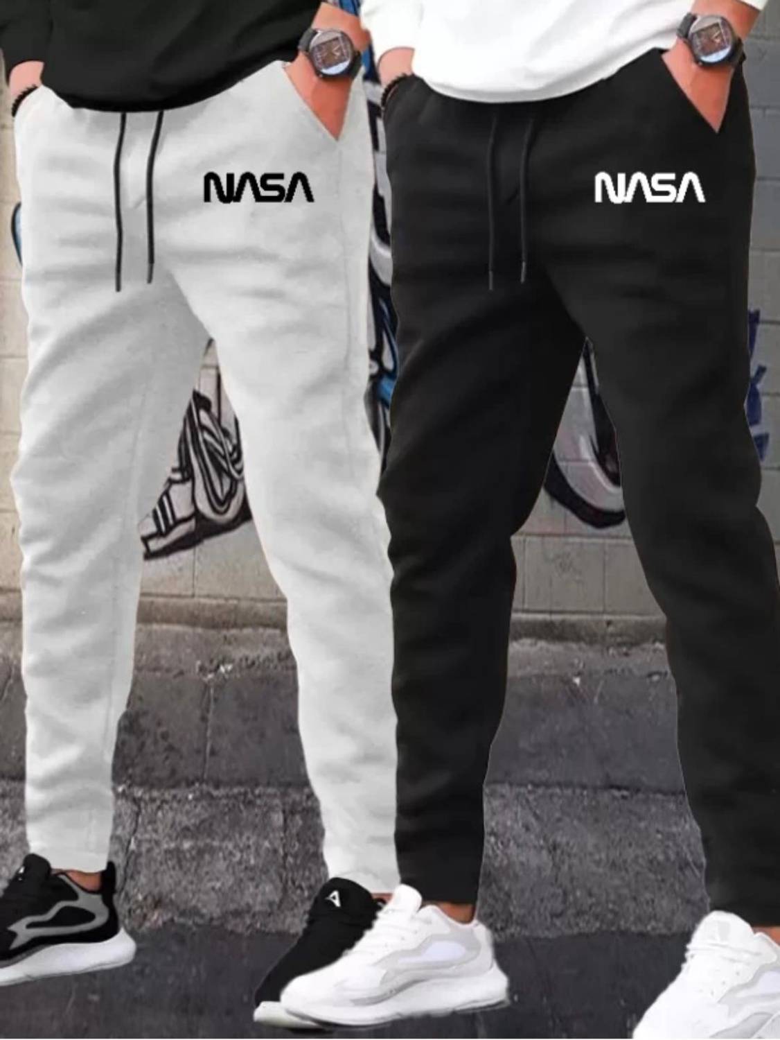 Riksaw Printed Men Black, Grey Track Pants Pack of 2 - Image 1