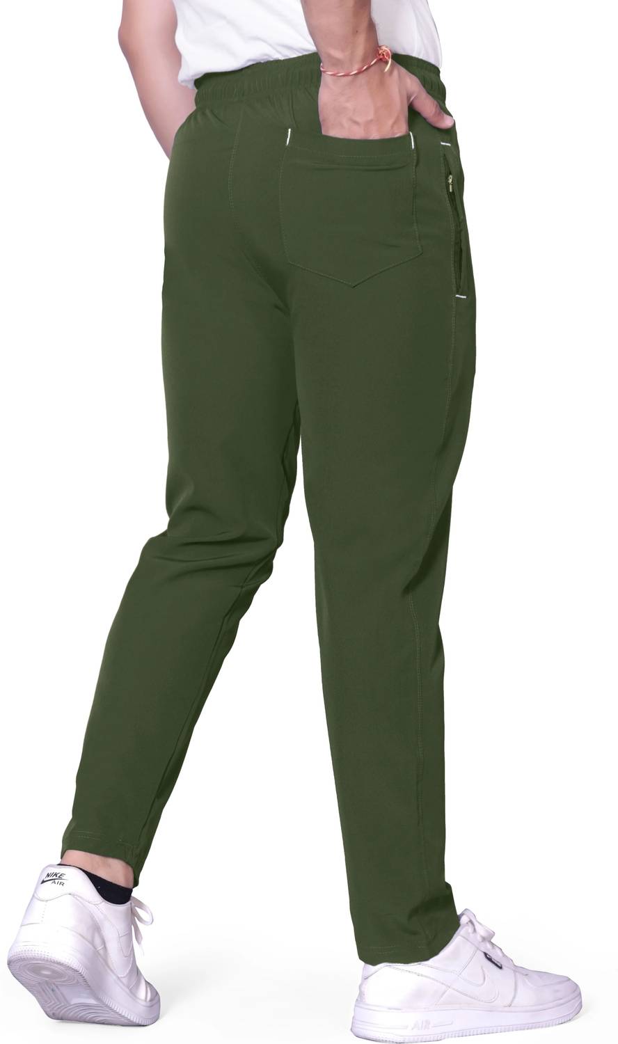 Krivox Solid Men Dark Green Track Pants - Buy Krivox Solid Men