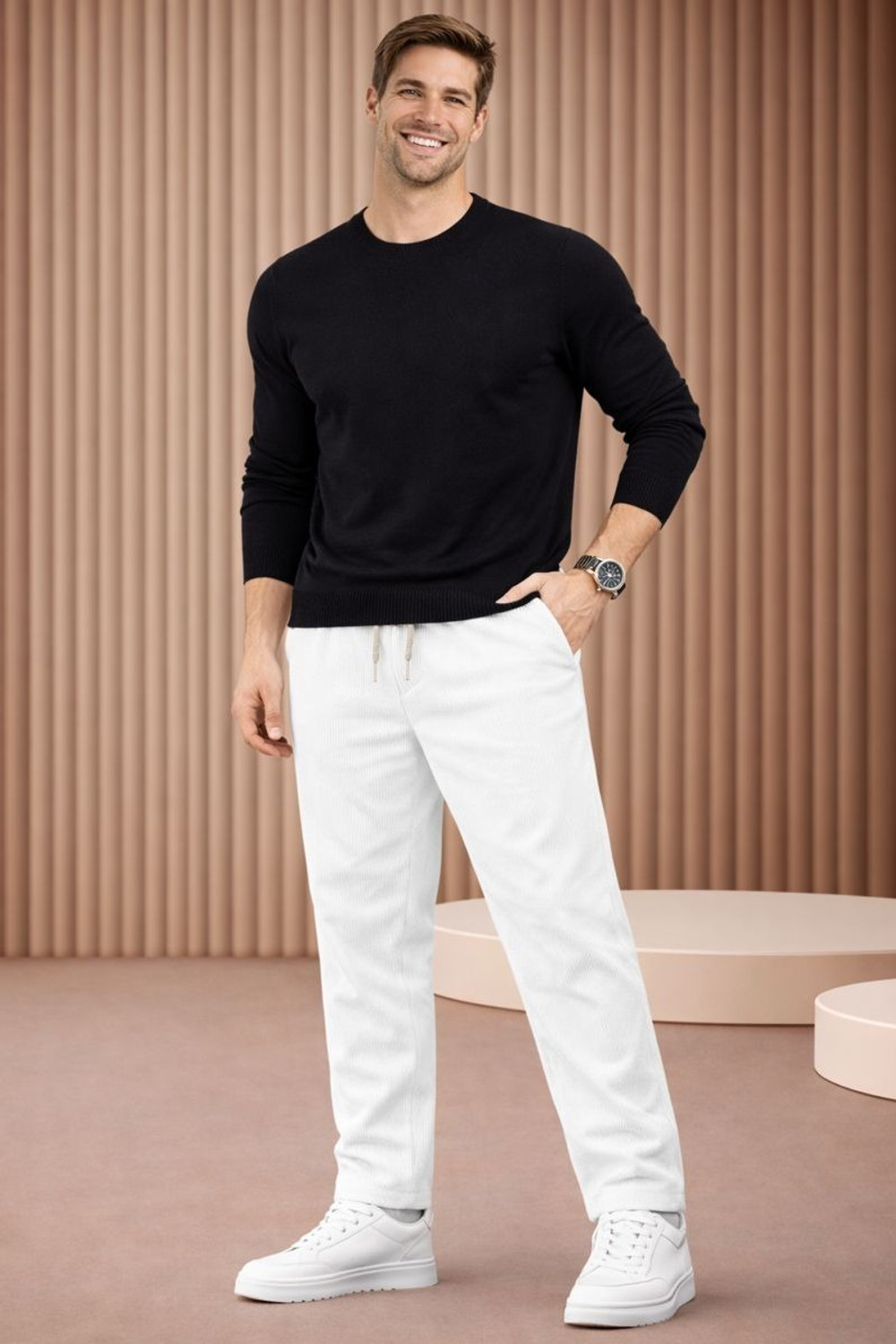 Image of METRONAUT Solid Men White Track Pants
