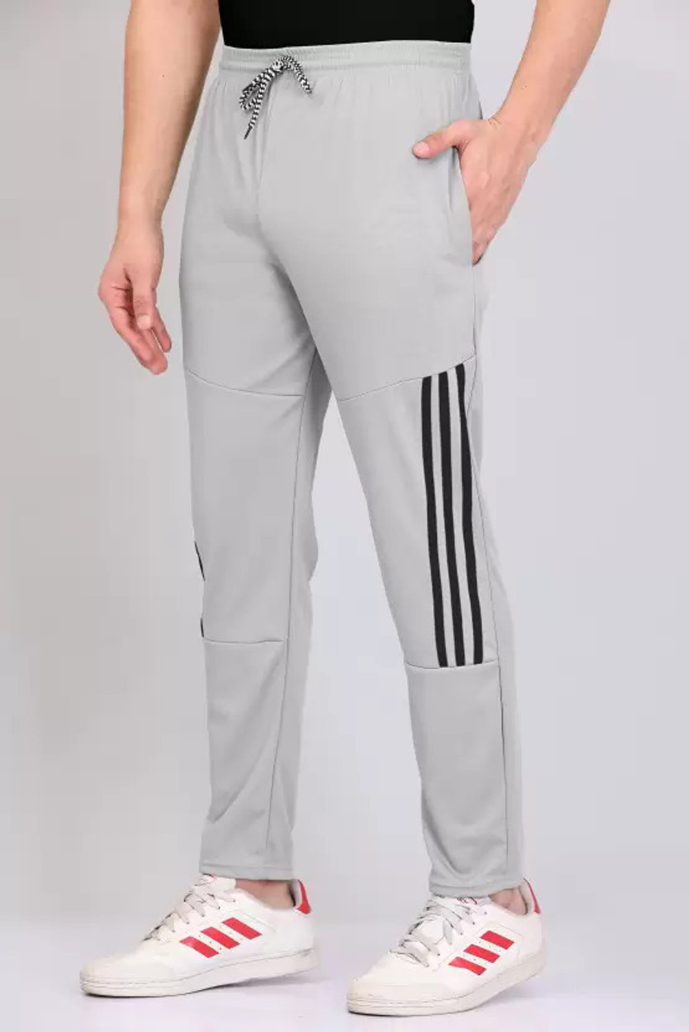 Image of GAJVU Striped Men Grey, Black Track Pants