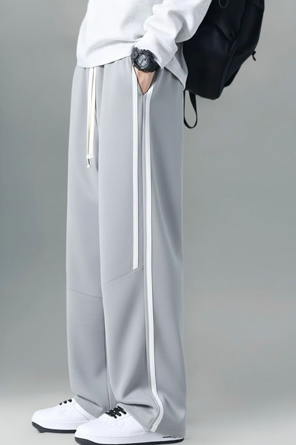 Image of KEESUN Striped Men Grey Track Pants