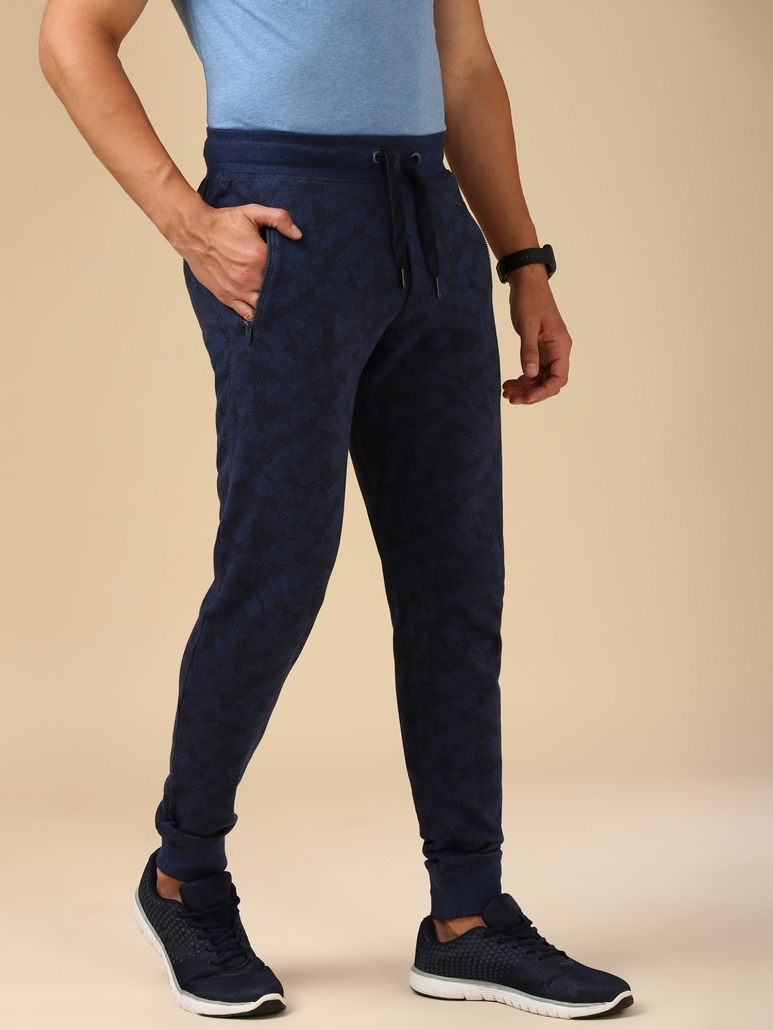 Image of VAN HEUSEN Printed Men Blue Track Pants