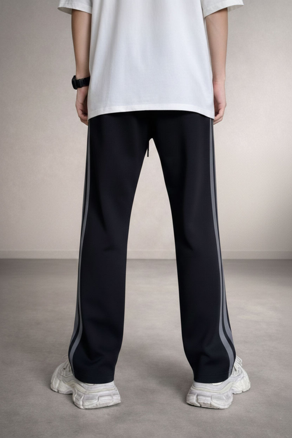 Image of LOTHRIC Striped Men Black Track Pants