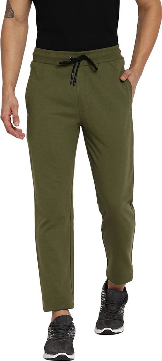 abof by Aditya Birla Solid Men Olive Track Pants