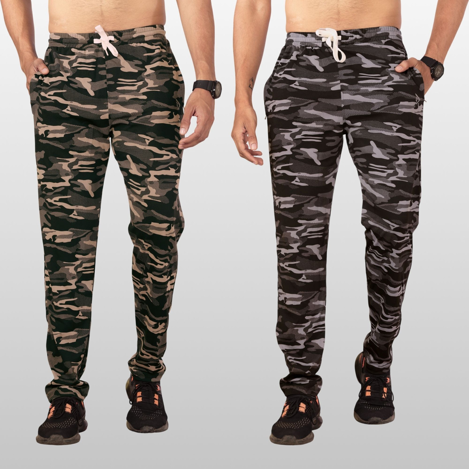 DIHOX Printed Men Beige, Silver Track Pants