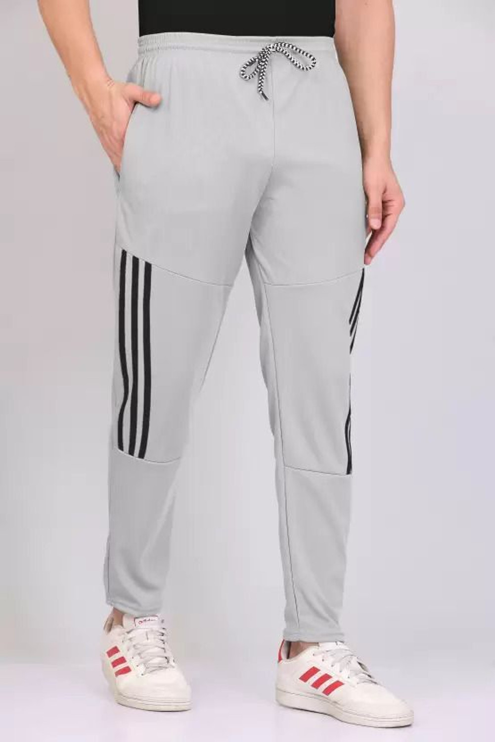 Image of GAJVU Striped Men Grey, Black Track Pants