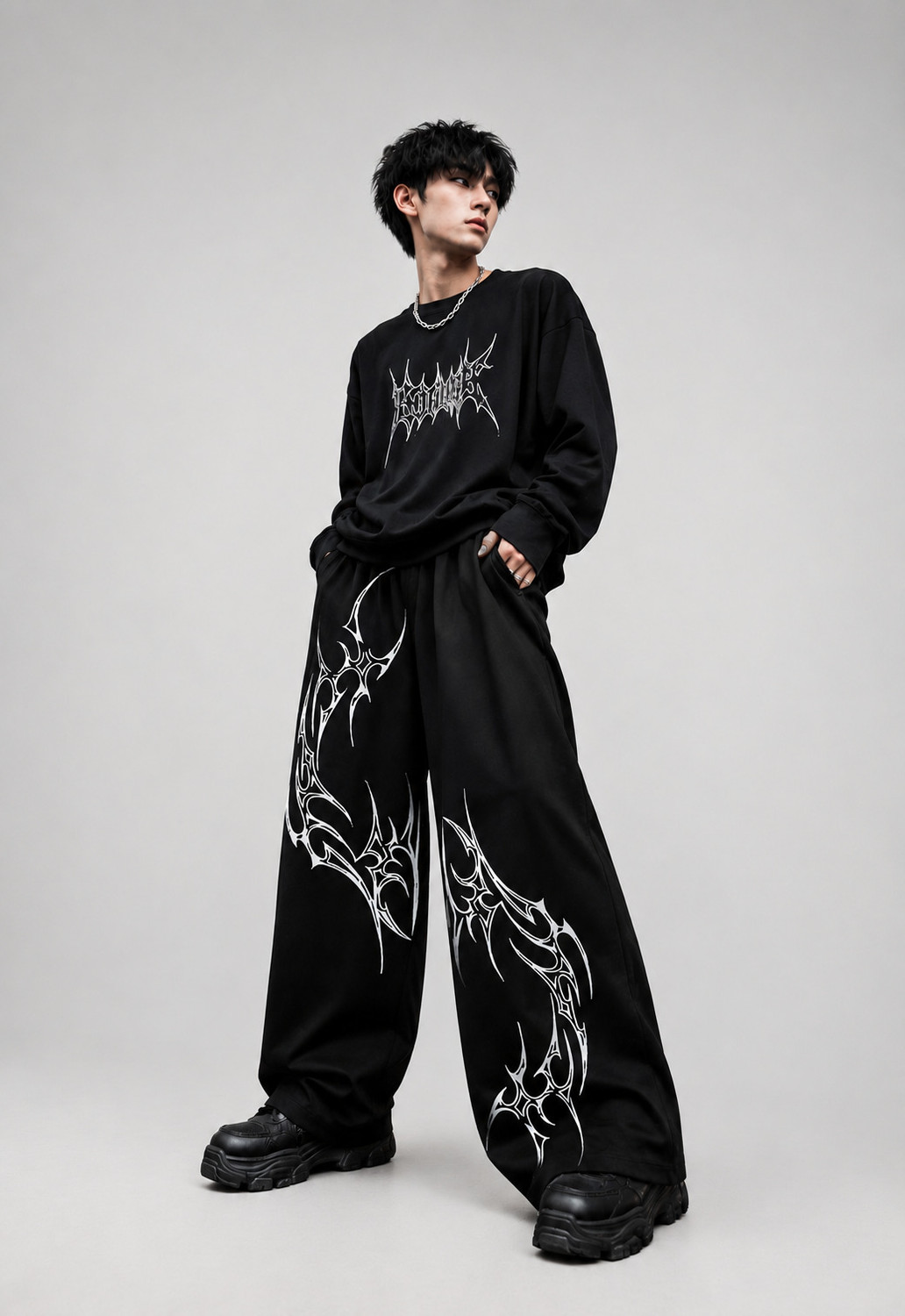 Image of Mentry Graphic Print Men Grey Track Pants