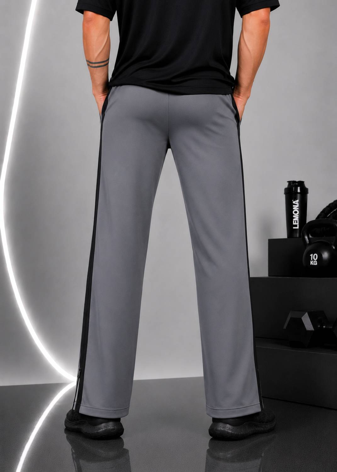 Lemona Striped Grey Track Pants - Image 3