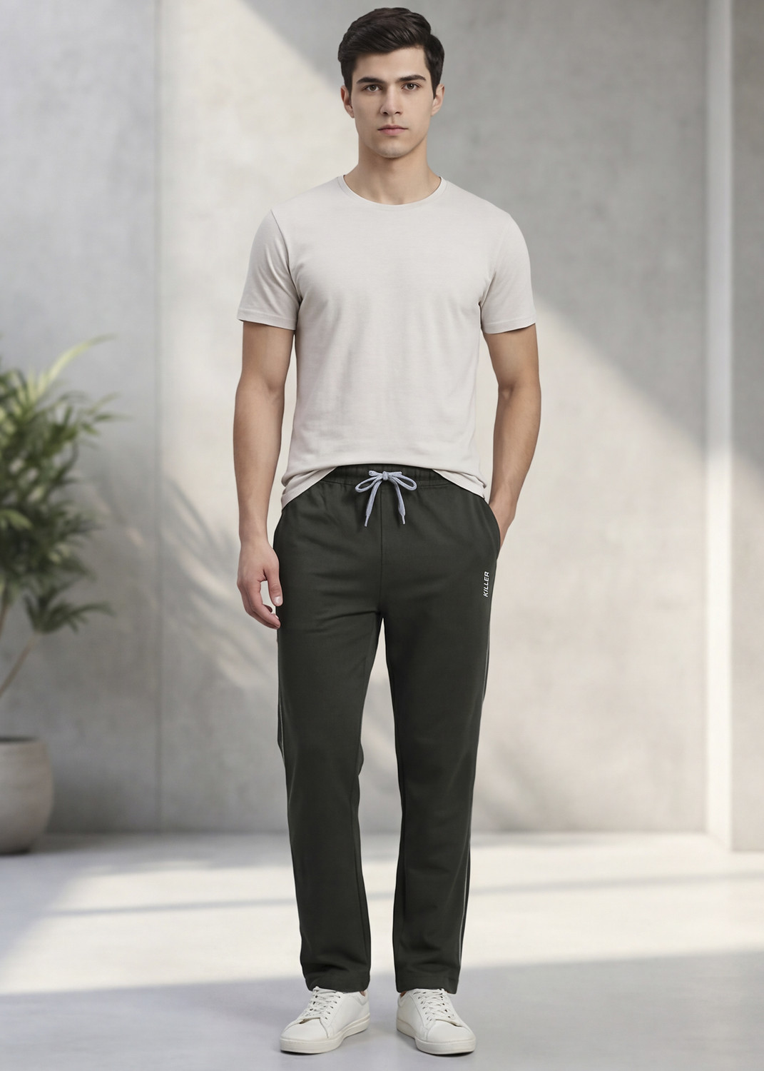 Image of KILLER Colorblock Men Olive Track Pants