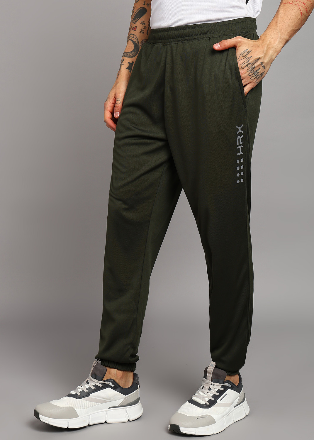 Image of HRX by Hrithik Roshan Solid Men Grey Track Pants