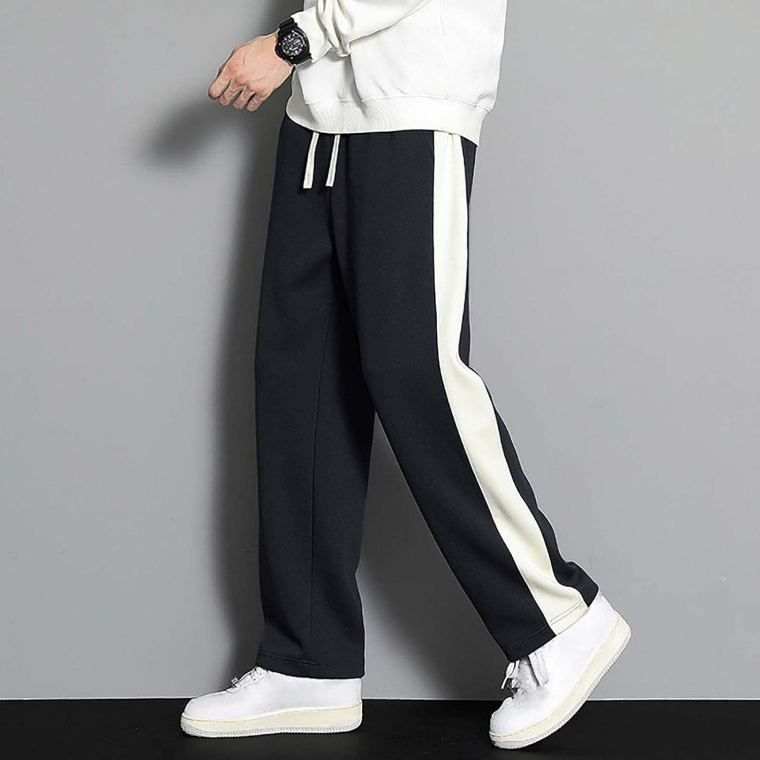 Image of SDE Striped Men Black Track Pants