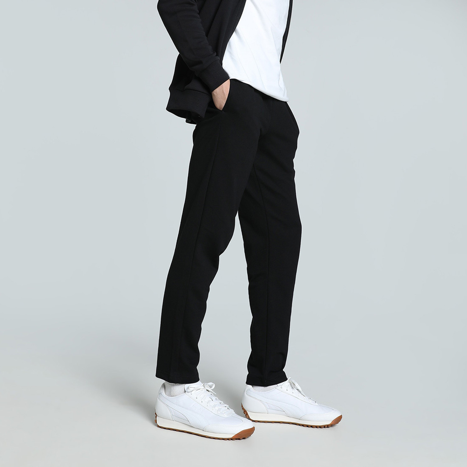 Image of PUMA Solid Men Black Track Pants