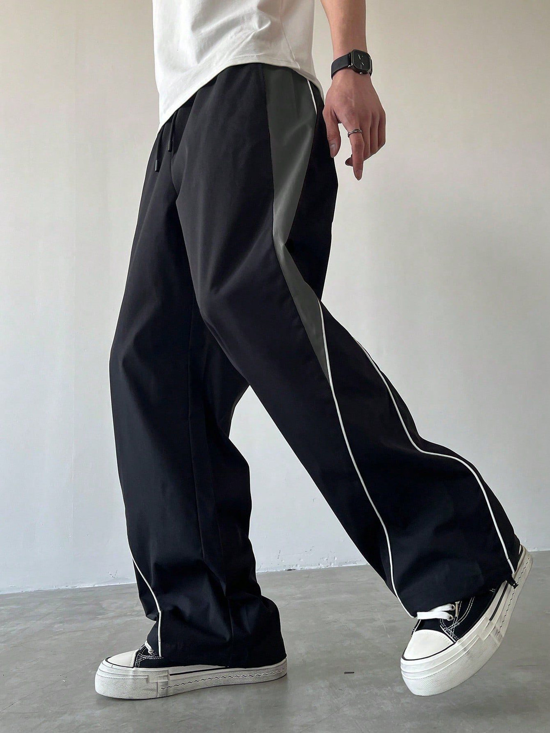 Image of The Modern Soul Self Design Men Black Track Pants