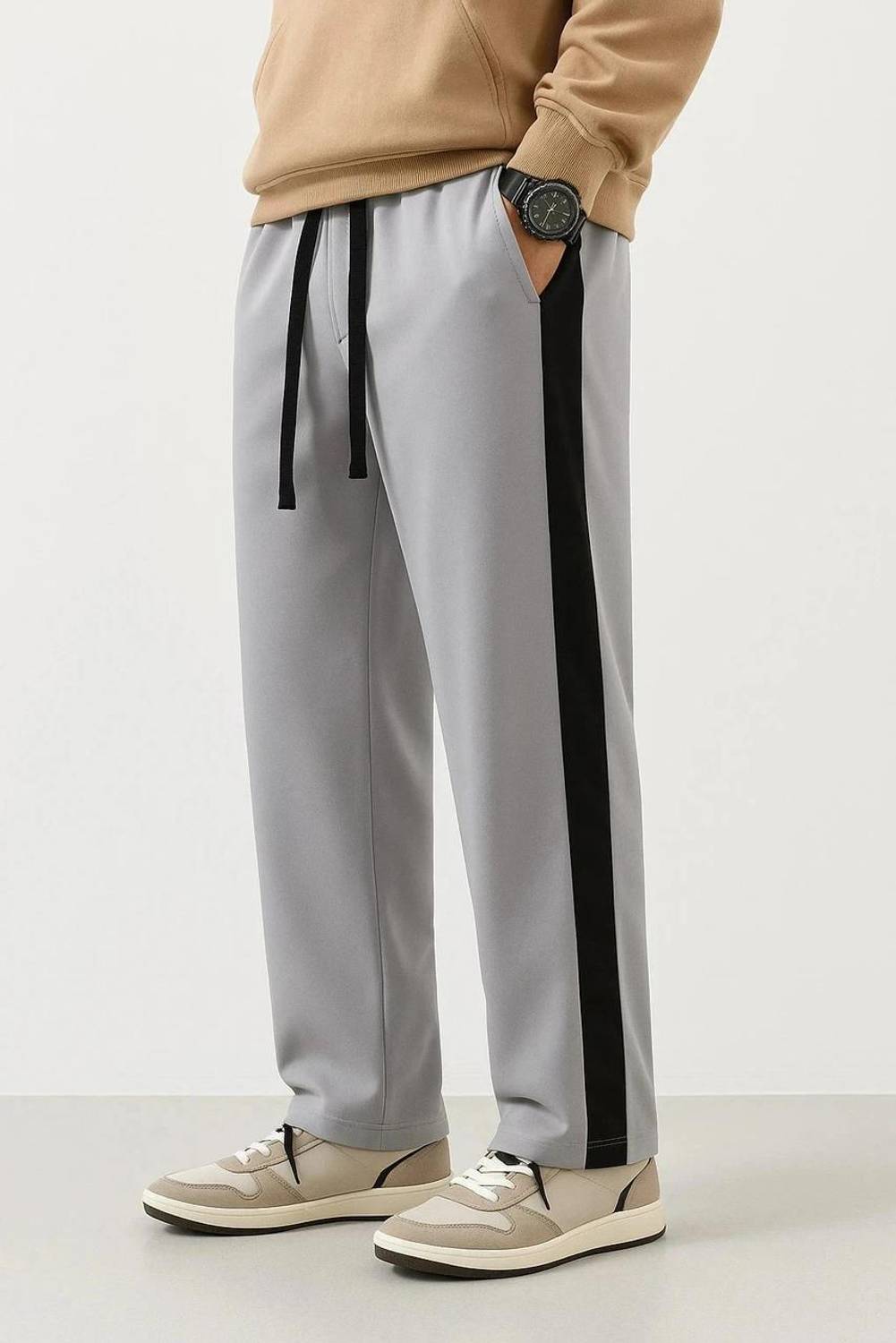 KEESUN Beige Striped Men's Track Pants - Image 3
