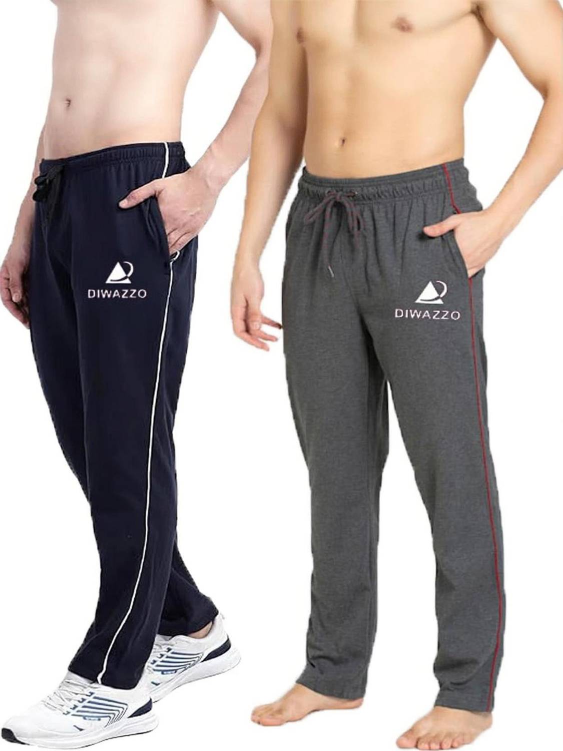 Diwazzo Pack of 2 Men Graphic Print Light Blue, Silver Track Pant... more