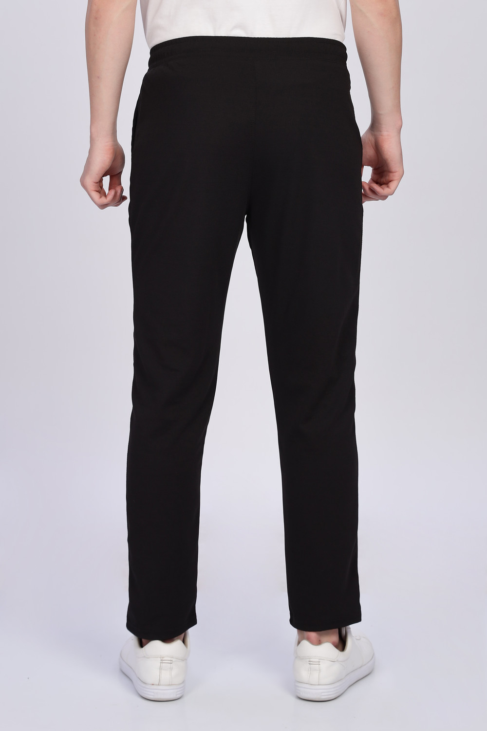Image of POPLENS Solid Men Black, Dark Blue Track Pants