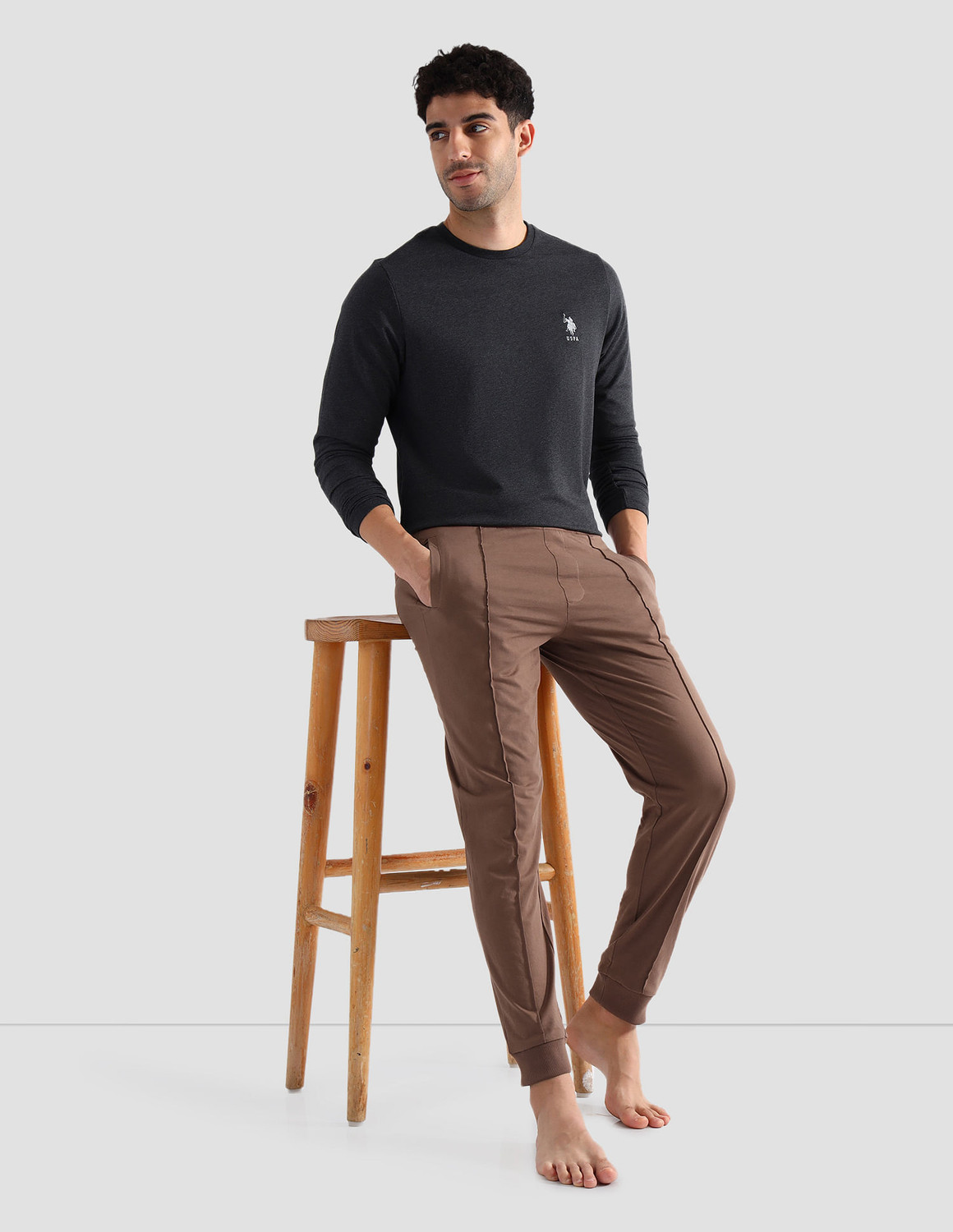 Image of U.S. POLO ASSN. Solid Men Beige Track Pants