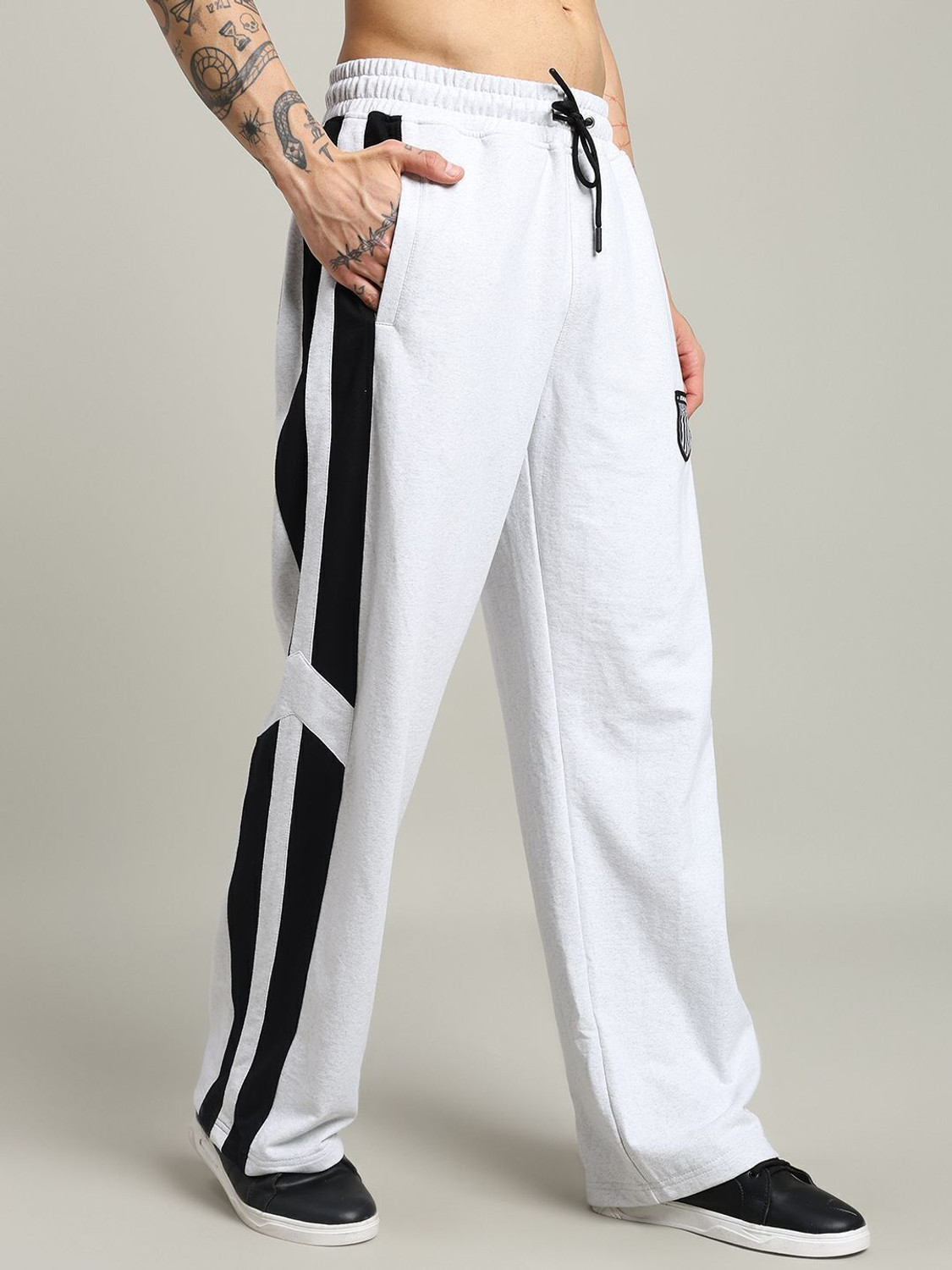 Image of WEARDUDS Self Design, Striped Men Grey Track Pants
