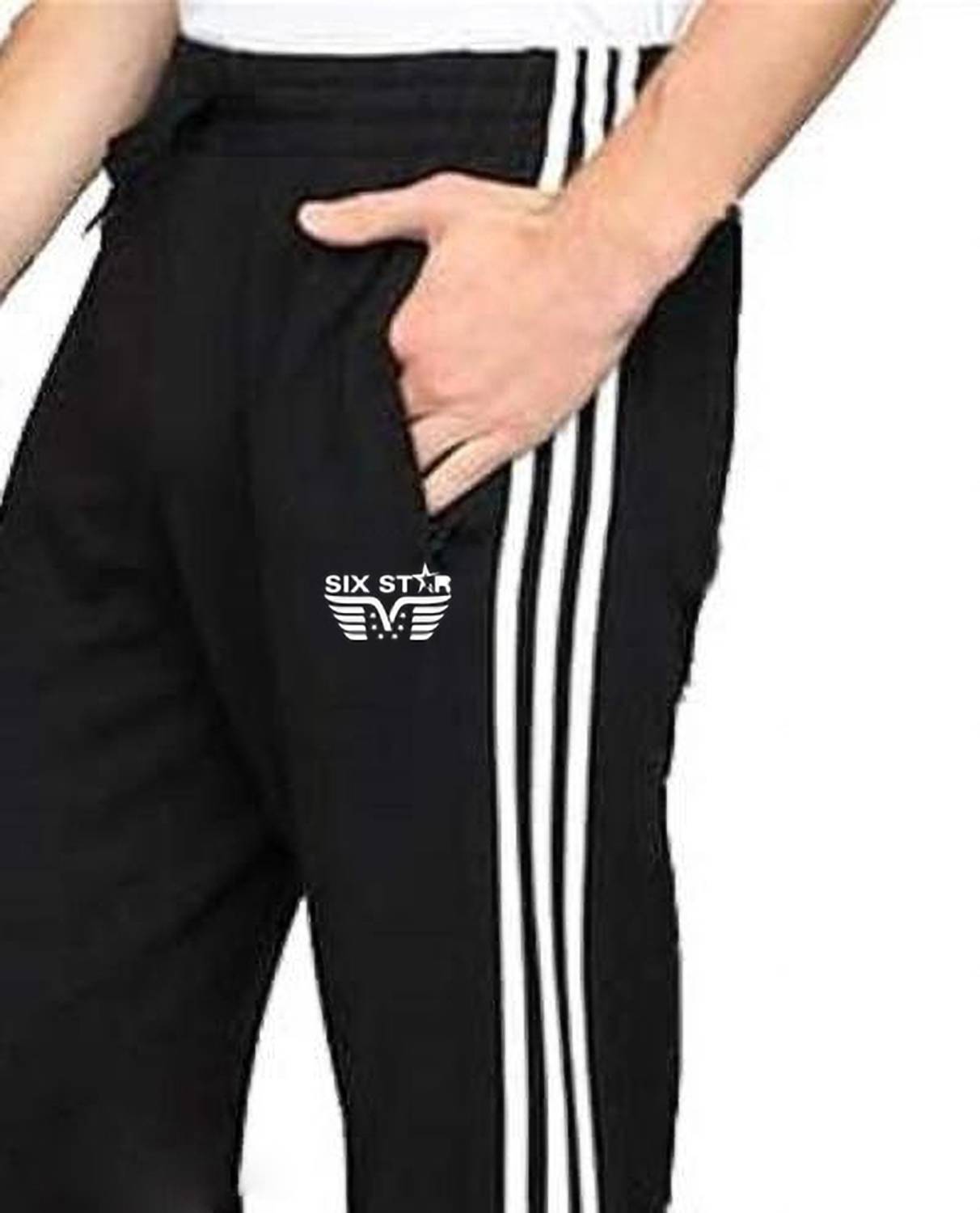 Six Star Men Black Track Pants - Image 2