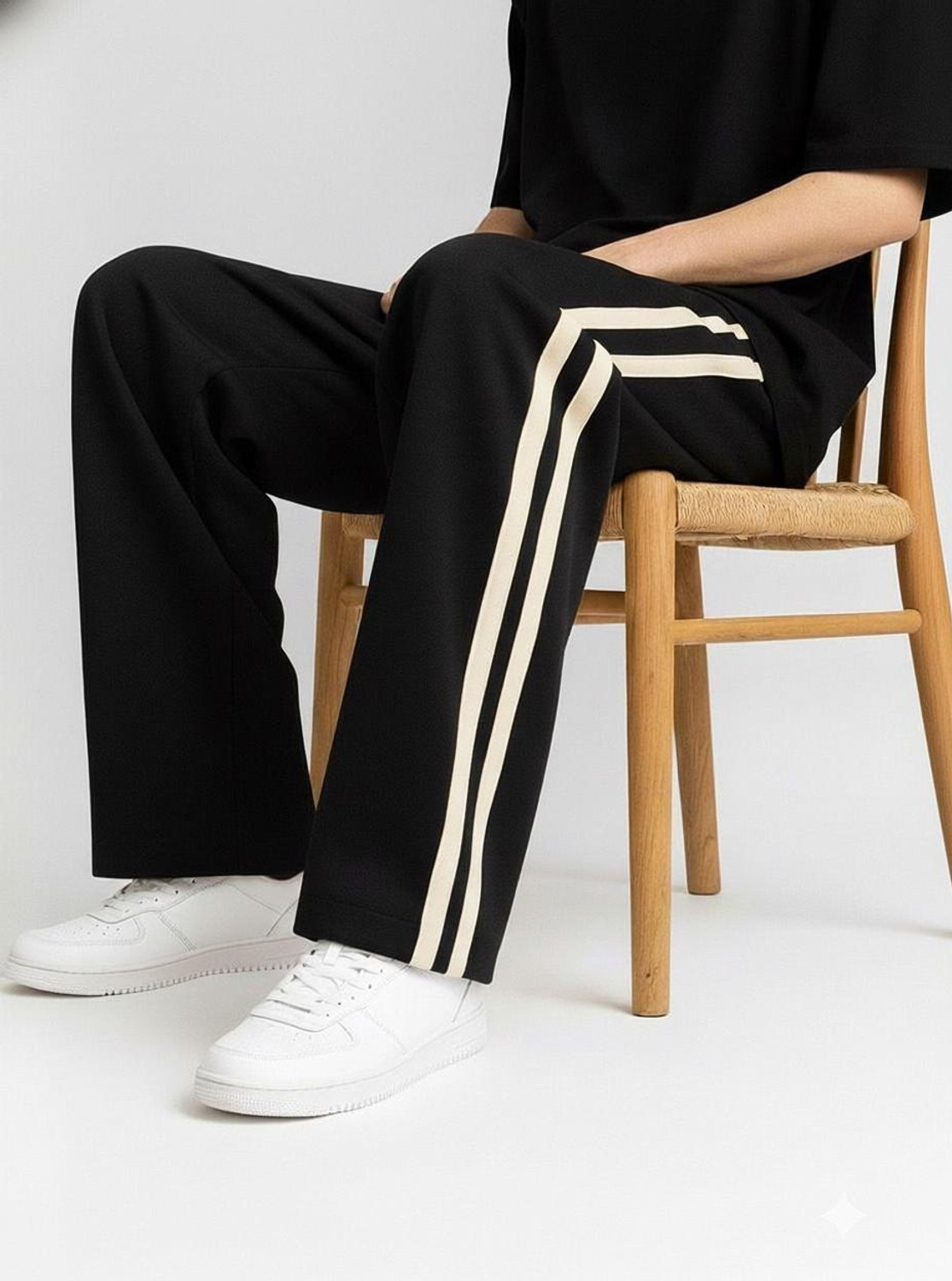Image of ELITE STAR Striped Men Black Track Pants