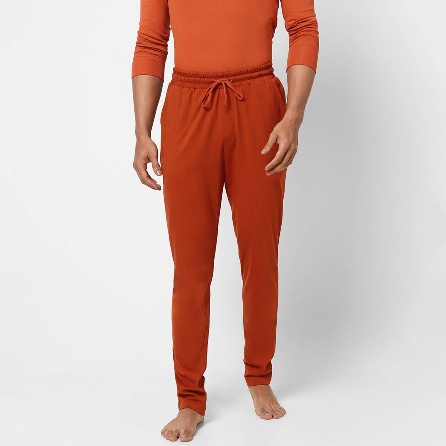 Ajile By Pantaloons Solid Men Orange Track Pants