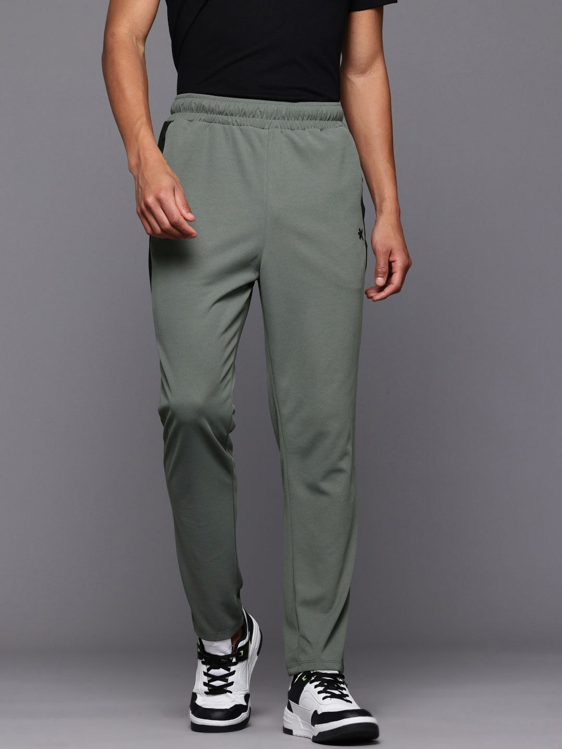 Image of HRX by Hrithik Roshan Striped Men Grey Track Pants