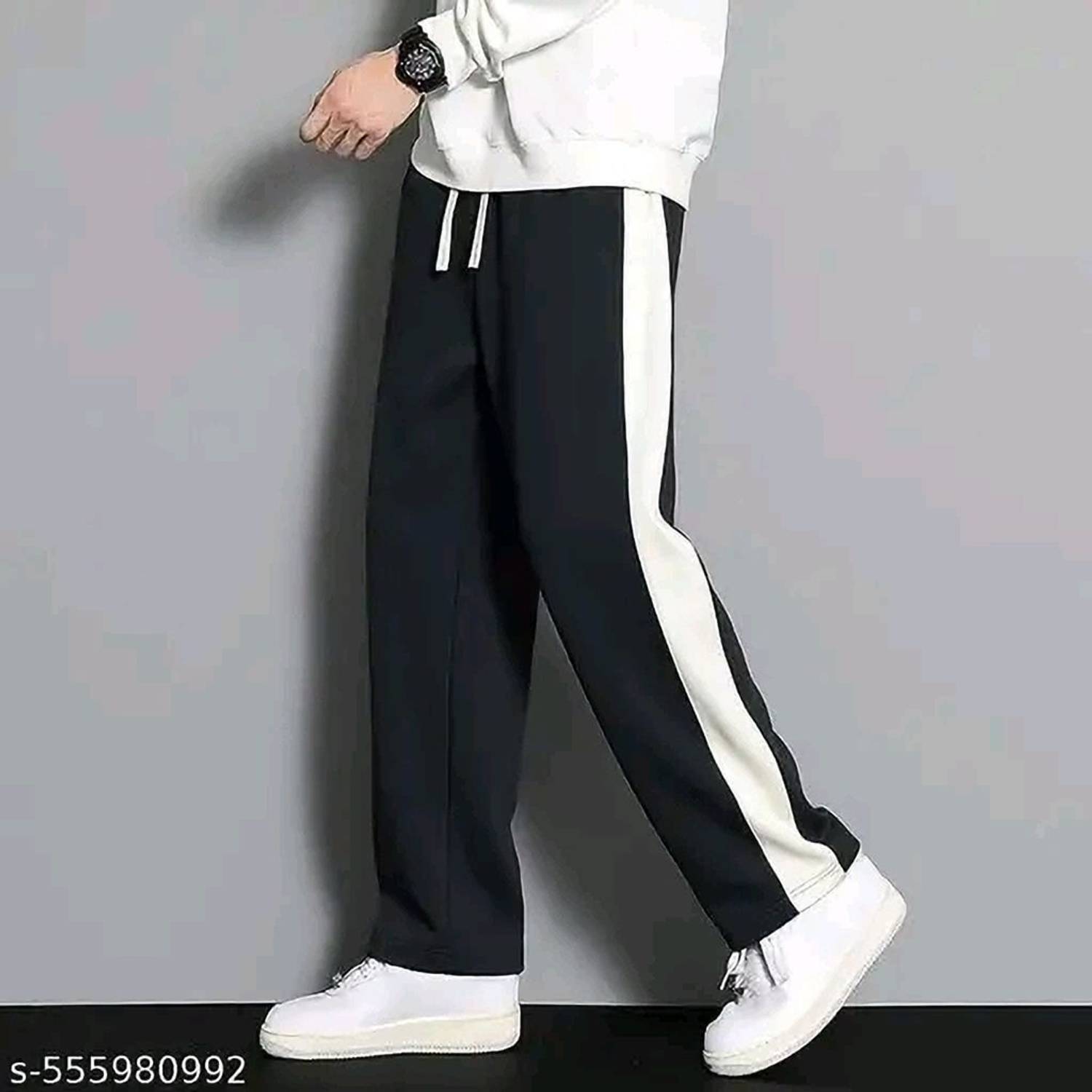 Divkush Striped Black Track Pants - Image 1