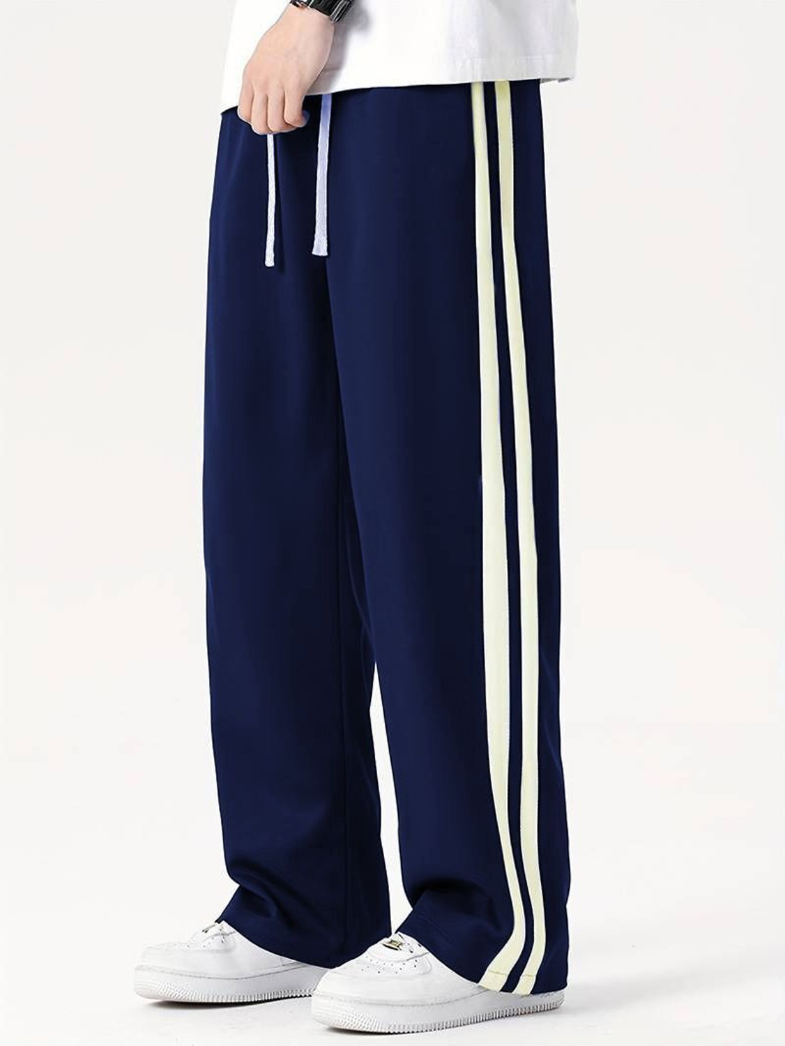 Image of DL Fashion Striped Men Blue Track Pants