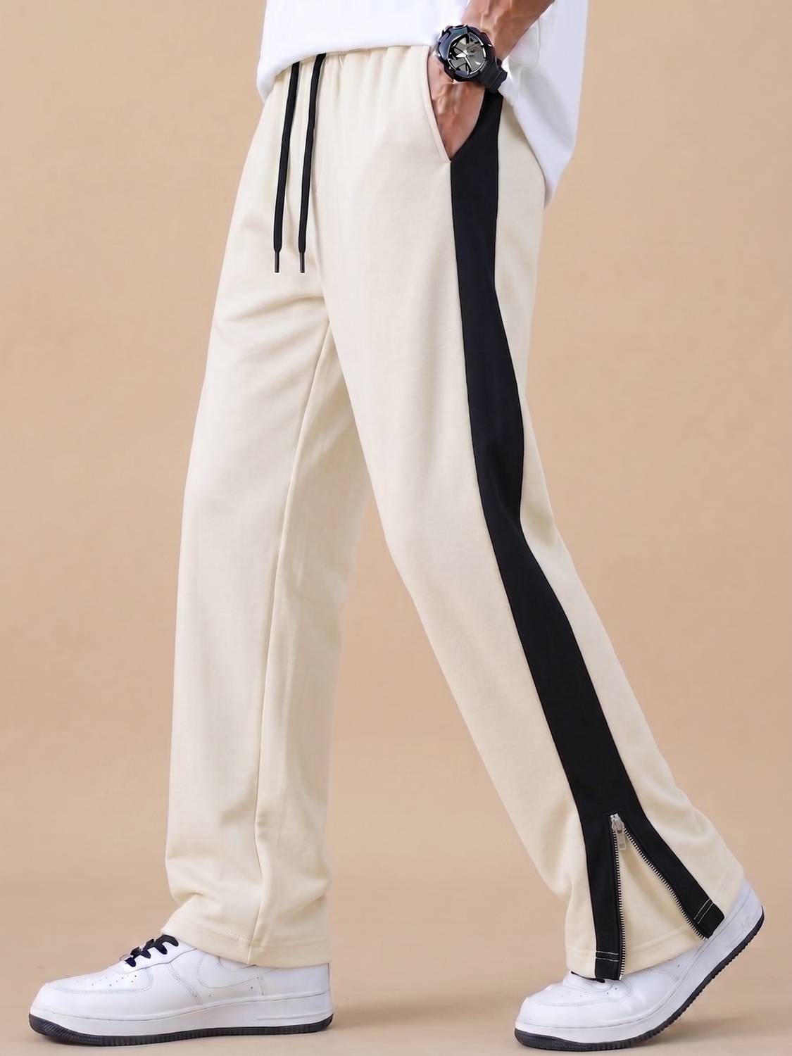 Vontade Colorblock Men Beige Track Pants - Image 2
