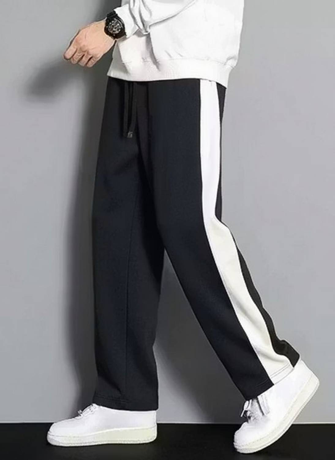 STITCHCOUNTER Colorblock Men Black, White Track Pants Pack of 2 - Image 3