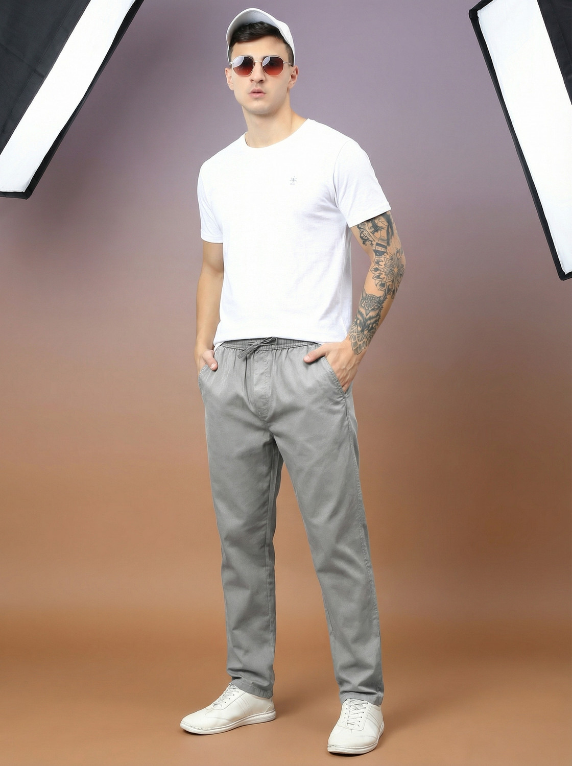 Image of METRONAUT Solid Men Grey Track Pants