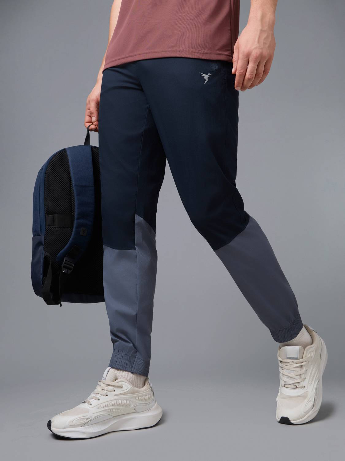 TECHNOSPORT Colorblock Men Blue Track Pants - Image 1