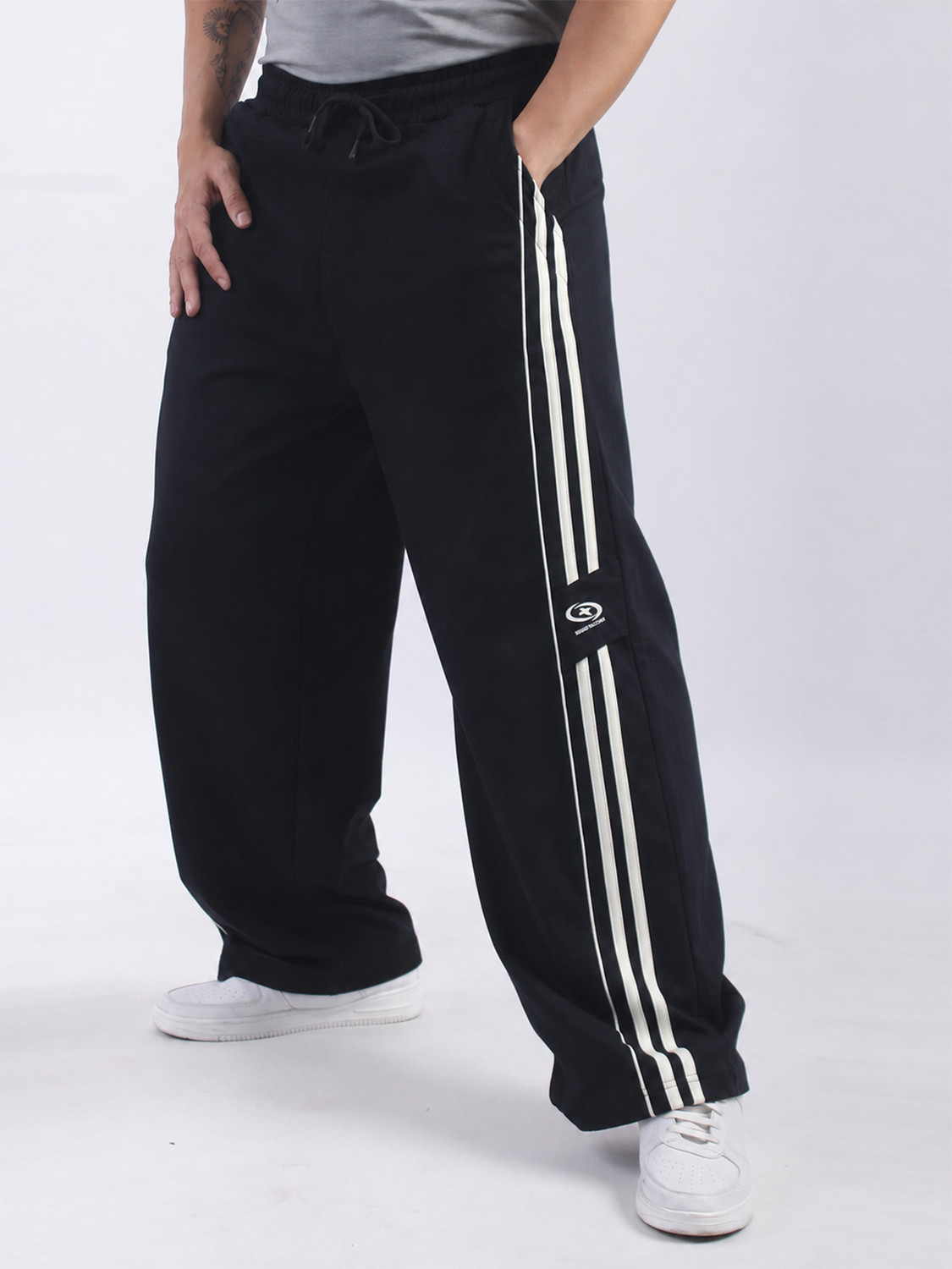 Image of MANIAC Striped Men Black Track Pants