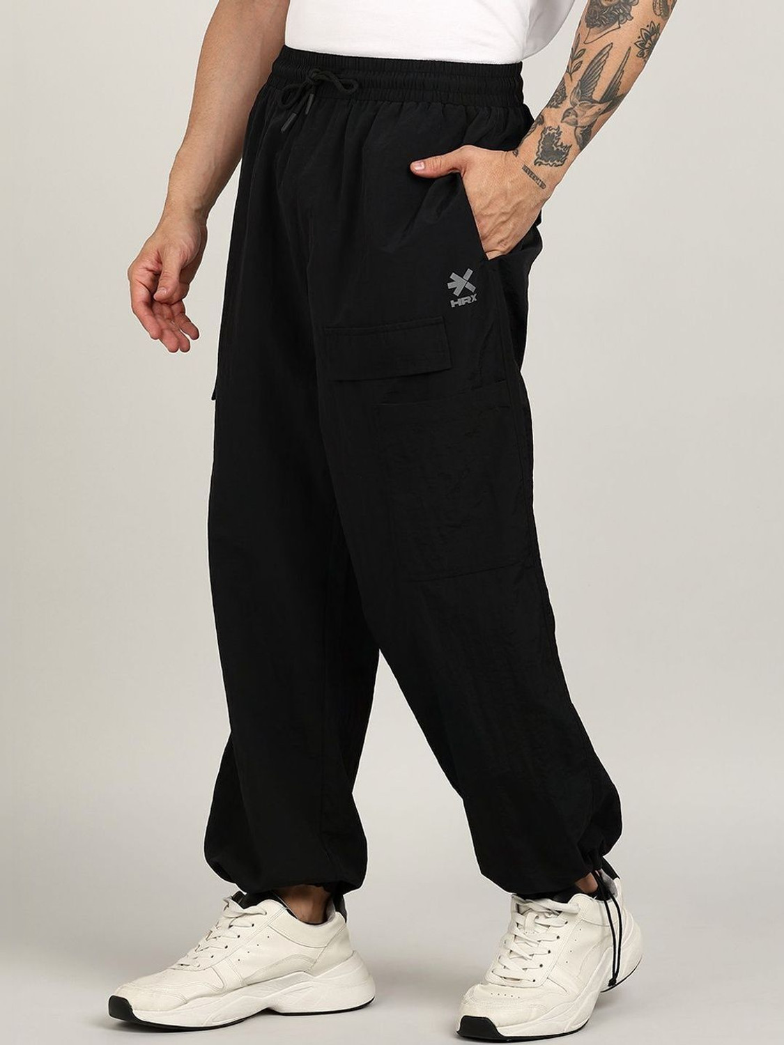 Image of HRX by Hrithik Roshan Solid Men Black Track Pants