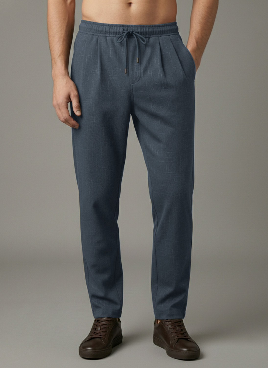 Image of INDICLUB Self Design Men Grey Track Pants