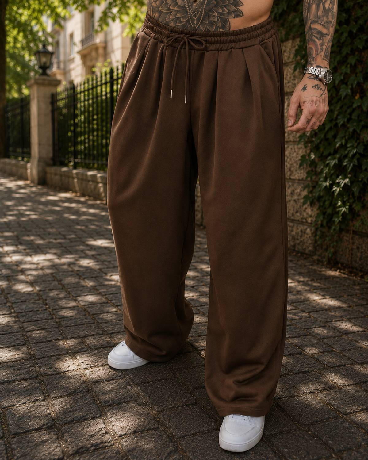 FEATOUS Solid Men Brown Track Pants
