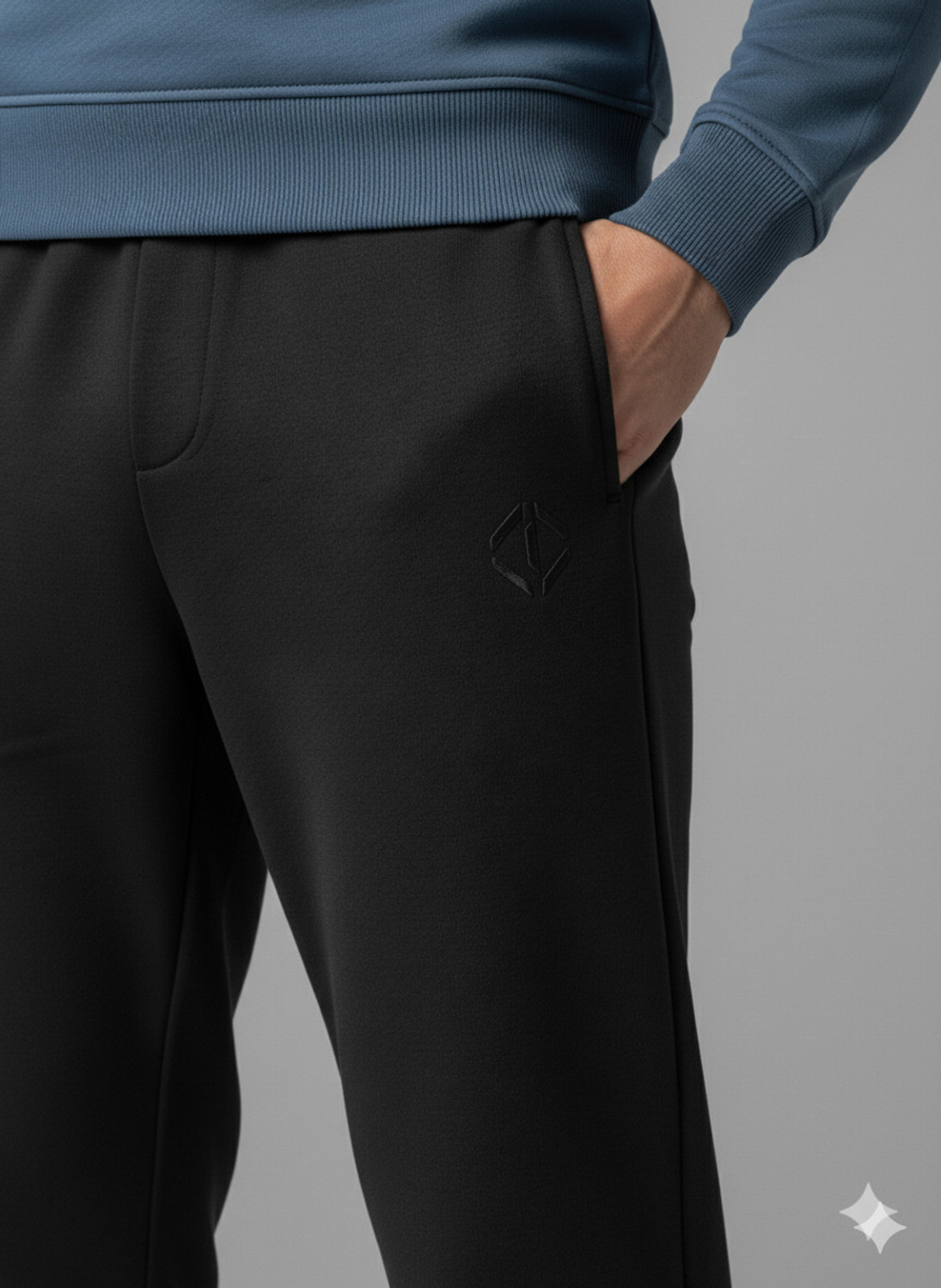 Image of MACK JONNEY Self Design Men Black Track Pants