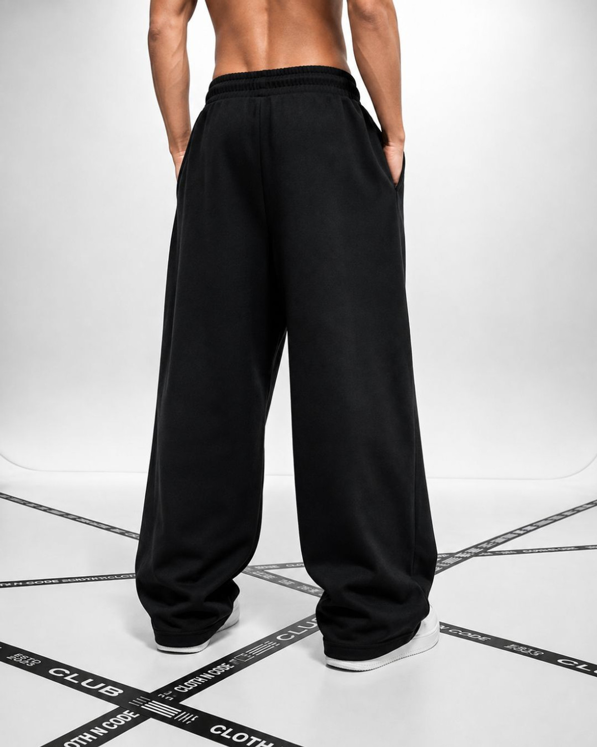 Image of Cloth N Code Men Solid Black Track Pants