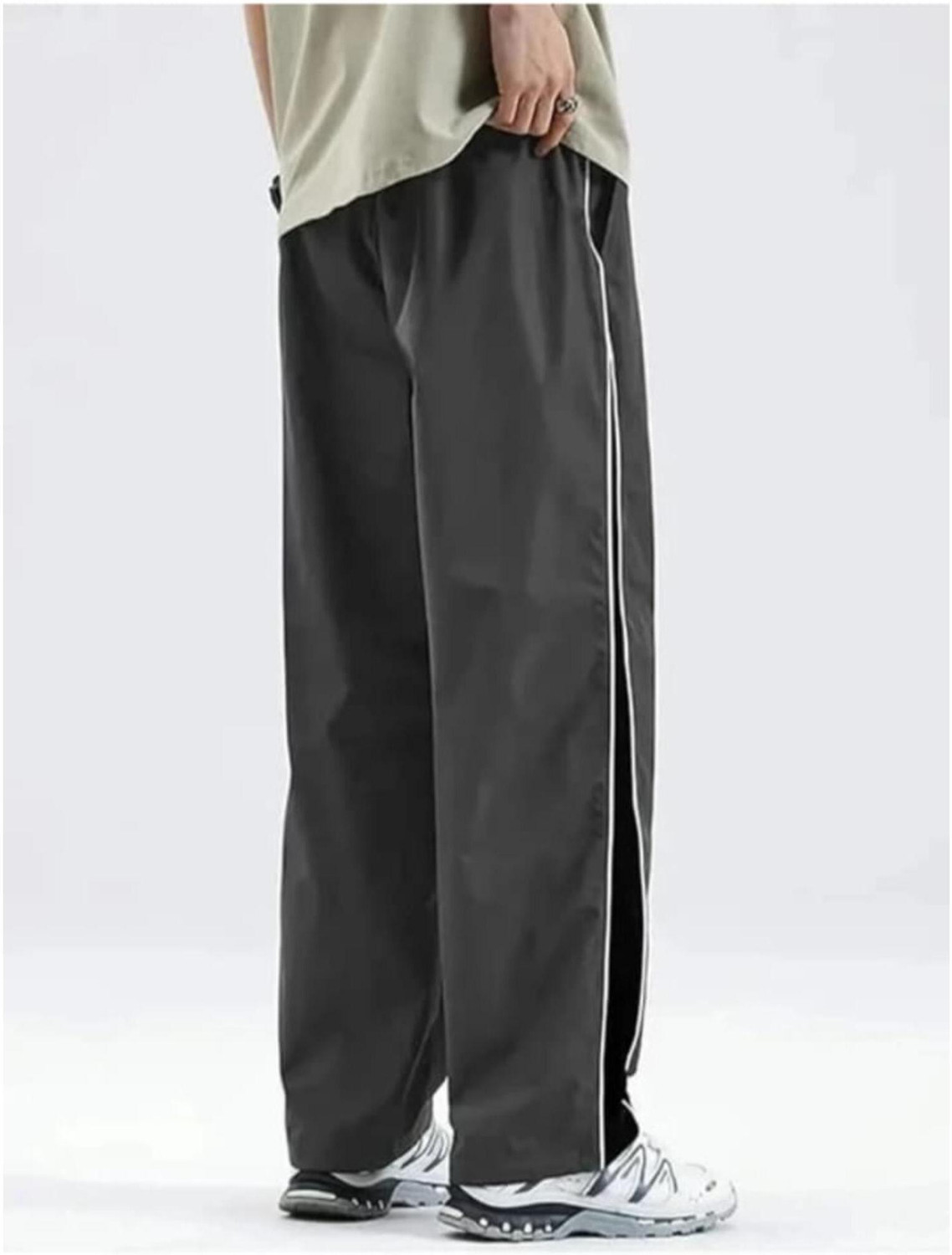 Image of Blacktail Striped Men Grey, Black Track Pants