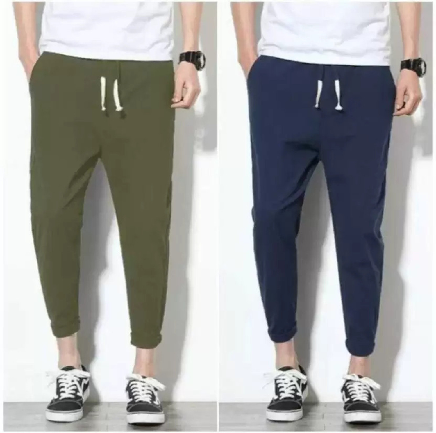 Image of Muskan Creation Solid Men Blue, Olive Track Pants