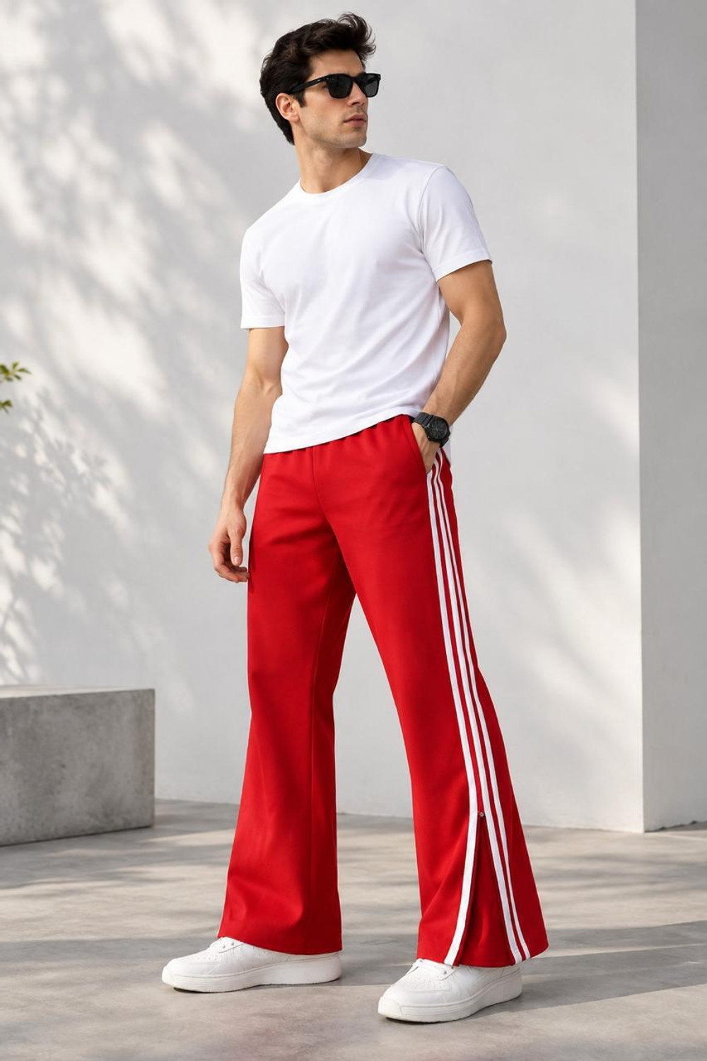 Image of Rivastra Striped Men Red, White Track Pants