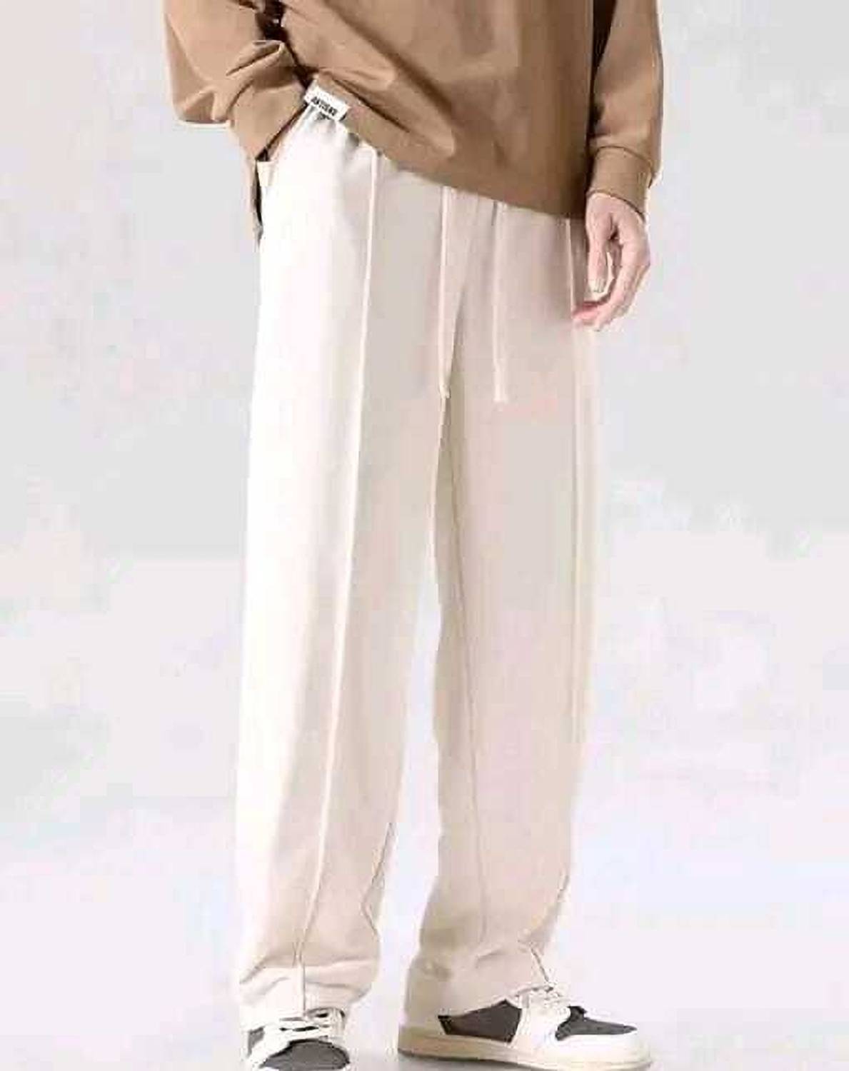 CallsyFitting Striped Men White Track Pants