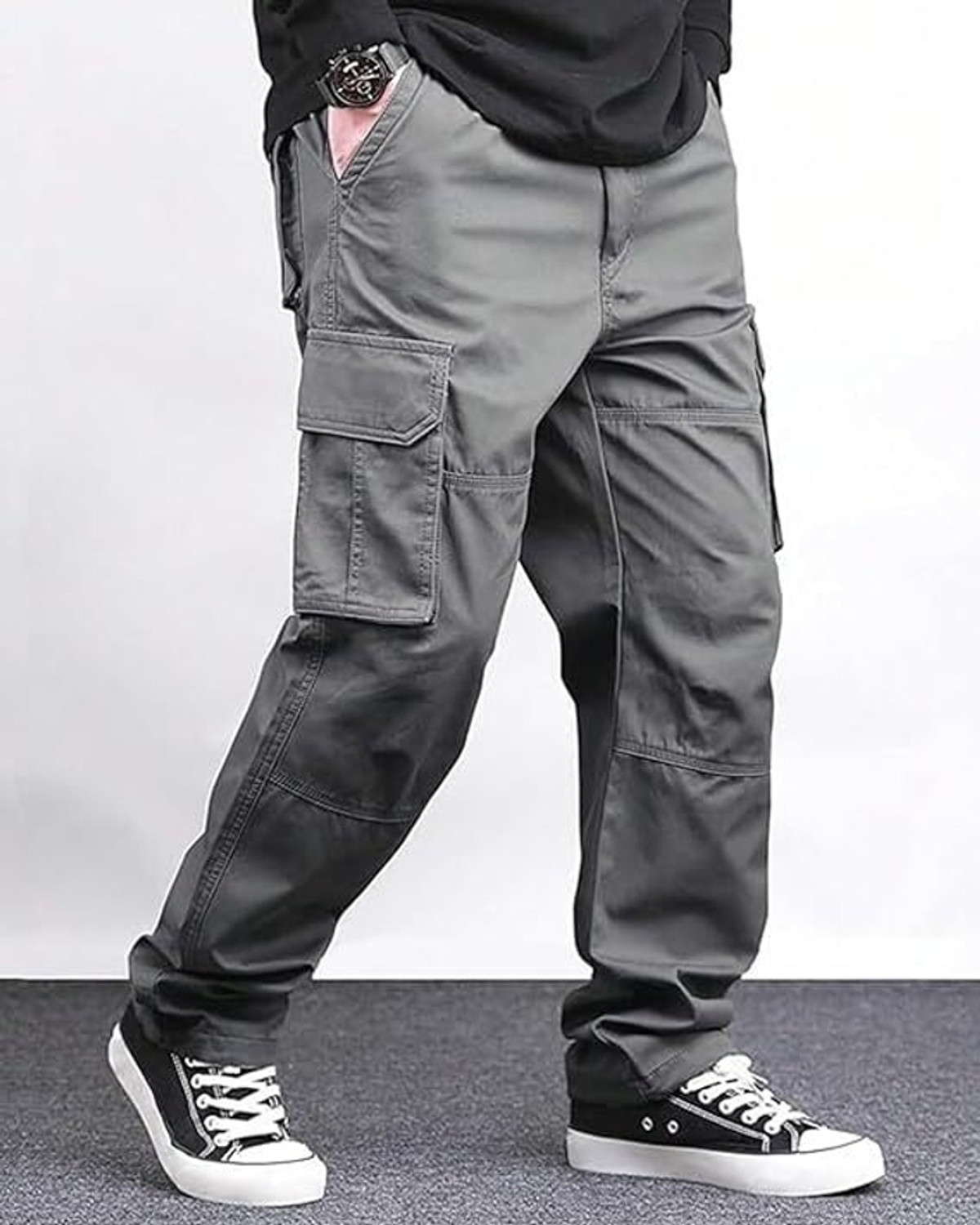 Image of SATVISH Men Solid Grey Track Pants