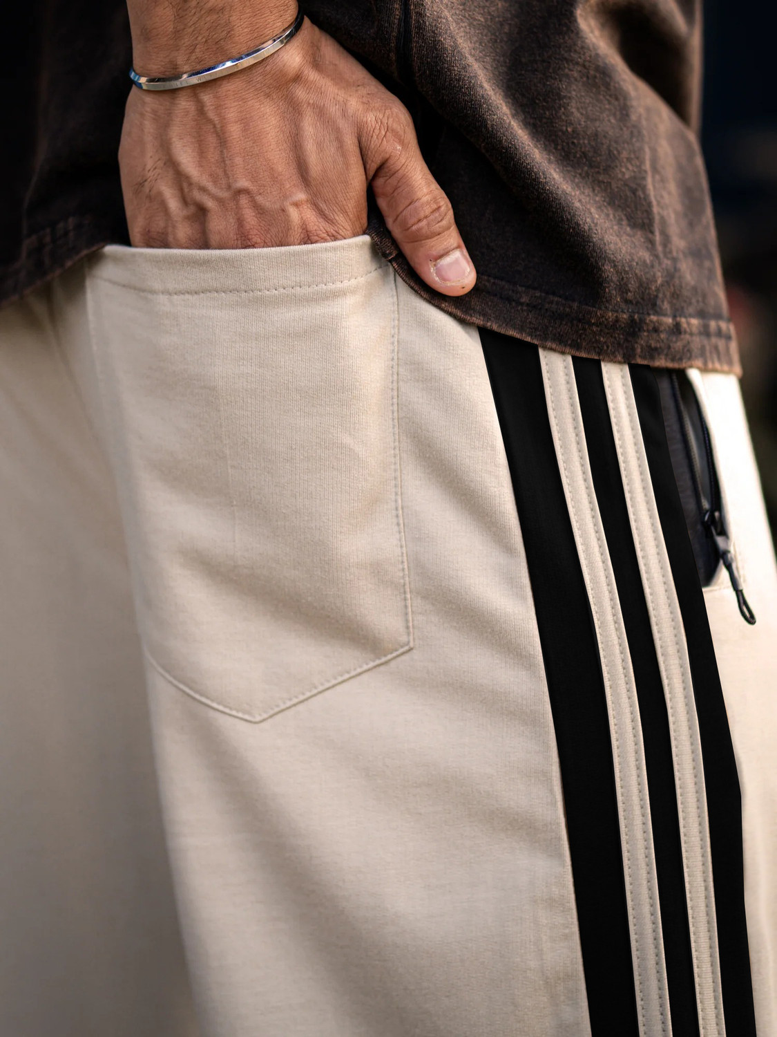 Image of KAJARU Striped Men Beige Track Pants