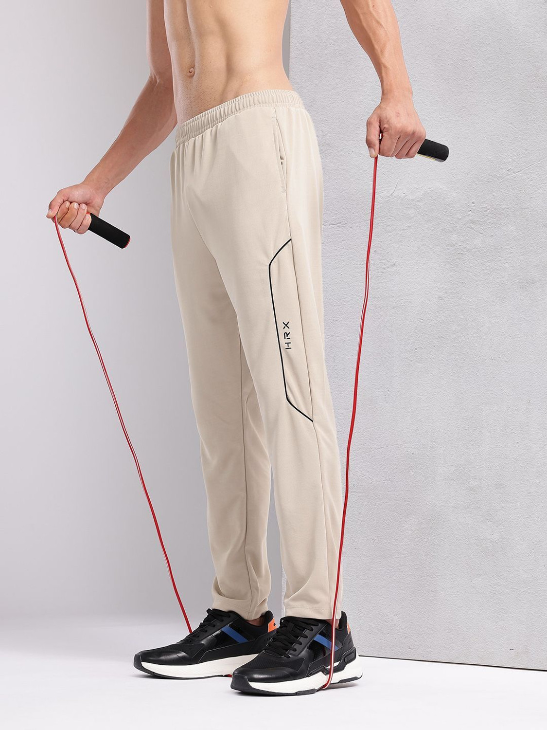 Image of HRX by Hrithik Roshan Washed Men Beige Track Pants