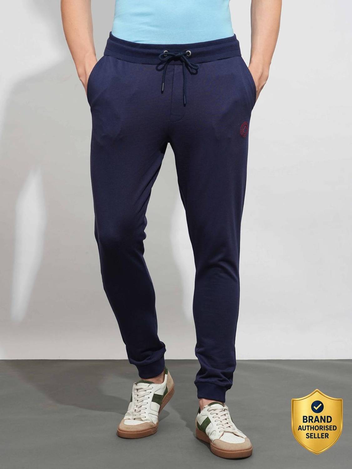 BEING HUMAN Solid Men Blue Track Pants
