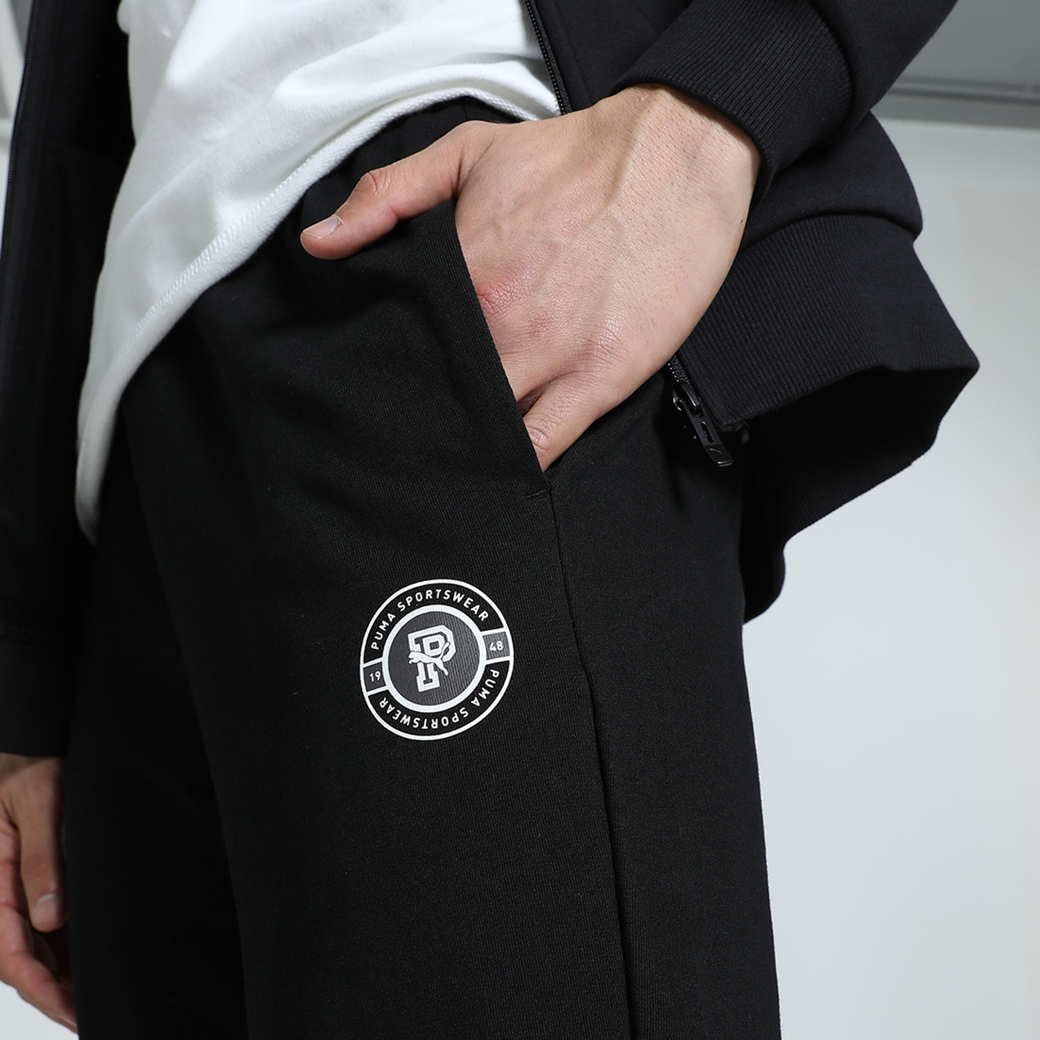 Image of PUMA Solid Men Black Track Pants