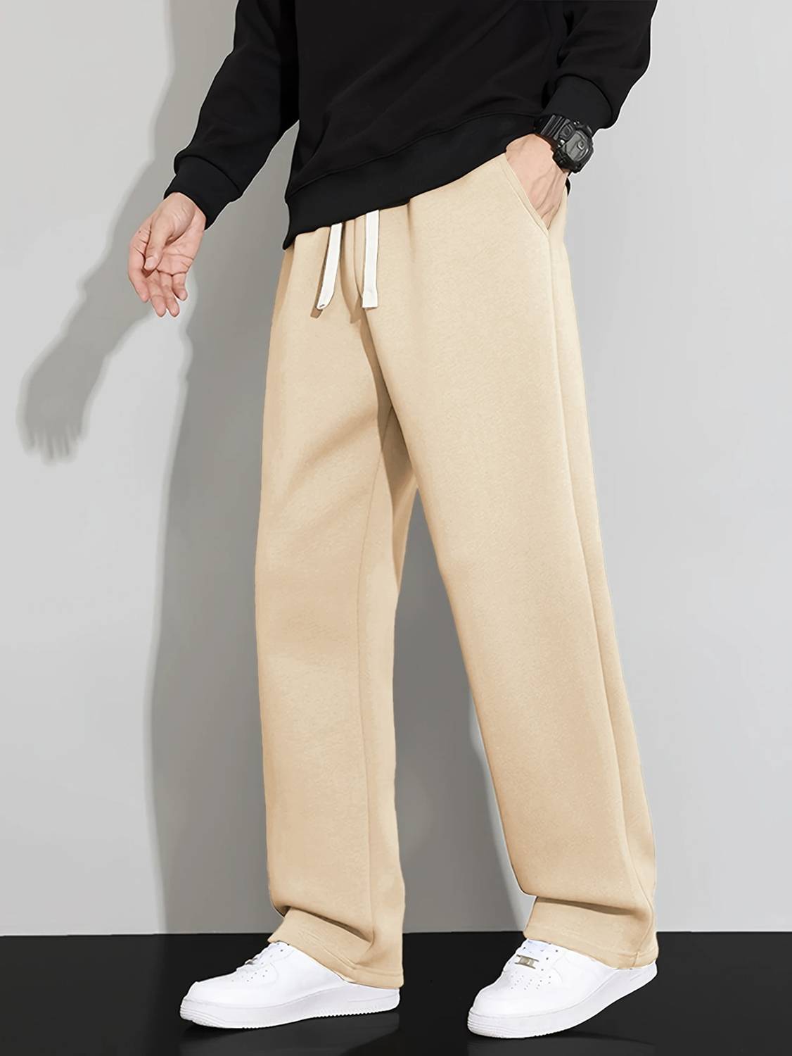 JexPuti Men Beige Track Pants - Image 4