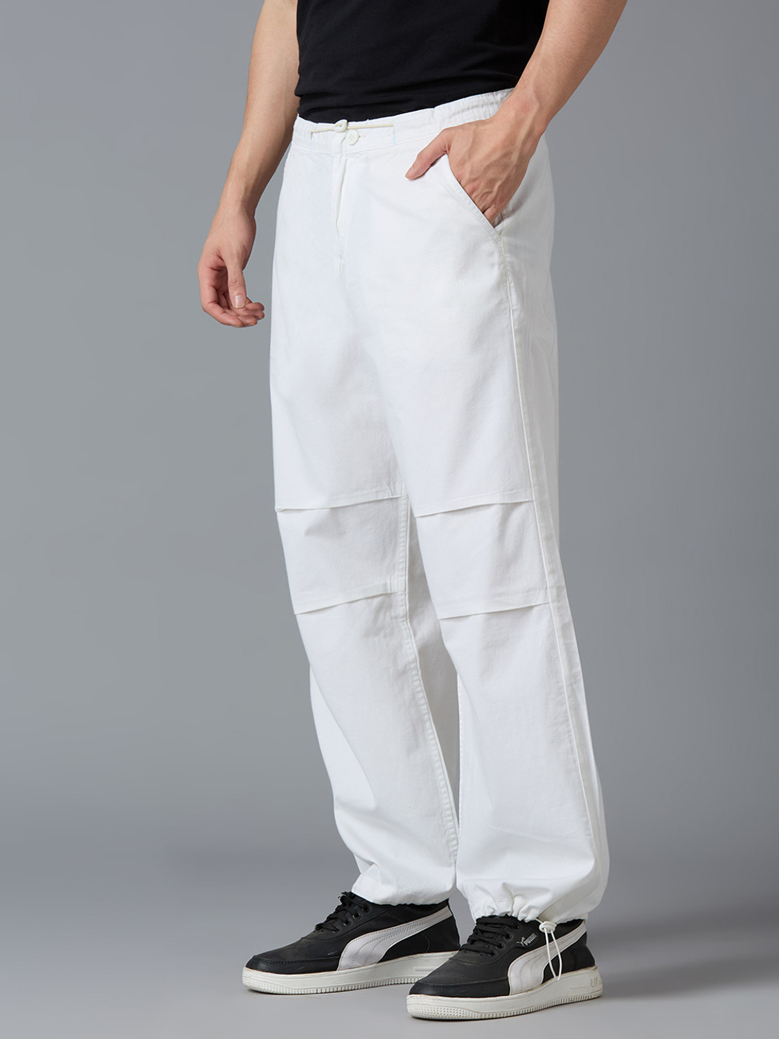 Image of true colors of india Loose Fit Men White Trousers