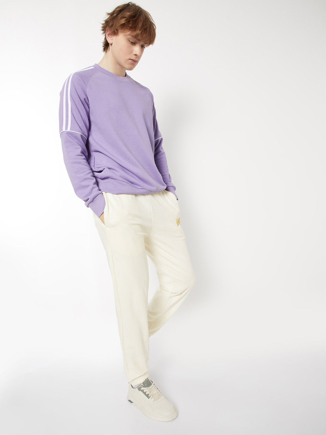 Image of MAX Solid, Printed Men White Track Pants